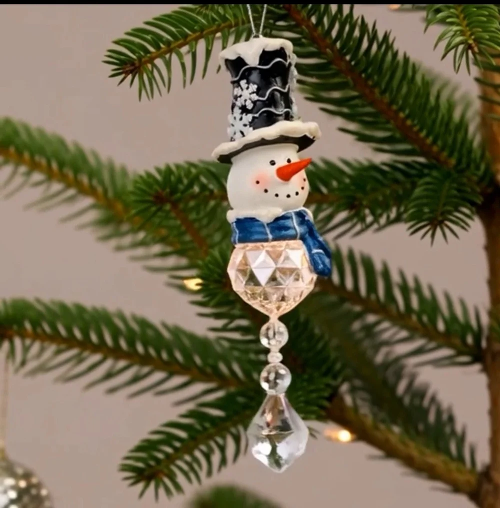 Rare Snowman Teardrop Christmas Ornament Beaded Holiday Tree Decoration